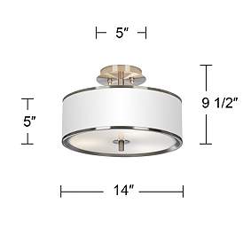 Image5 of Possini Euro 14" Wide Cream Textured Faux Silk Ceiling Light more views