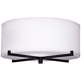 Image1 of Possini Euro 14" Wide Espresso Flat Black White Linen Ceiling Light