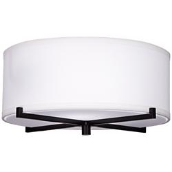 Possini Euro 14" Wide Espresso Flat Black White Linen Ceiling Light