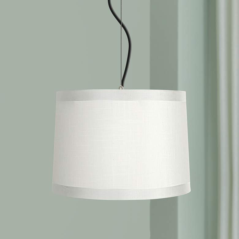 Image 1 Possini Euro 14" Wide Modern White Drum Shade Pendant Light