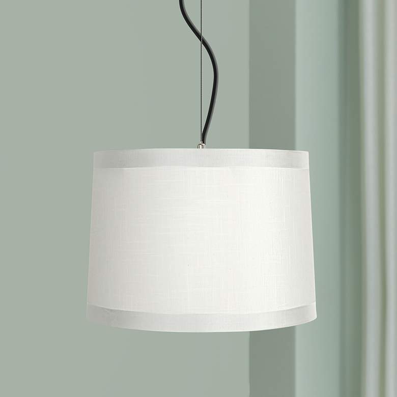 Image 1 Possini Euro 14 inch Wide Modern White Drum Shade Pendant Light