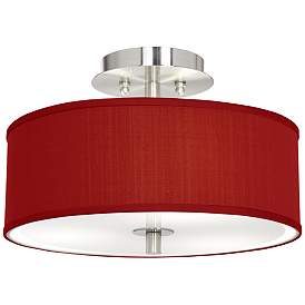 Image2 of Possini Euro 14" Wide Red Textured Faux Silk Modern Ceiling Light