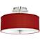 Possini Euro 14" Wide Red Textured Faux Silk Modern Ceiling Light