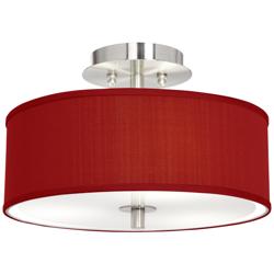 Possini Euro 14&quot; Wide Red Textured Faux Silk Modern Ceiling Light