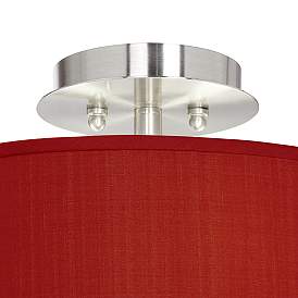 Image3 of Possini Euro 14" Wide Red Textured Faux Silk Modern Ceiling Light more views