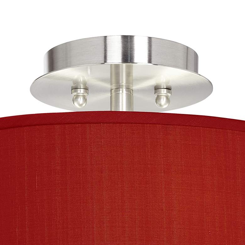Image 3 Possini Euro 14 inch Wide Red Textured Faux Silk Modern Ceiling Light more views