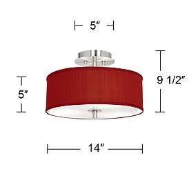 Image5 of Possini Euro 14" Wide Red Textured Faux Silk Modern Ceiling Light more views