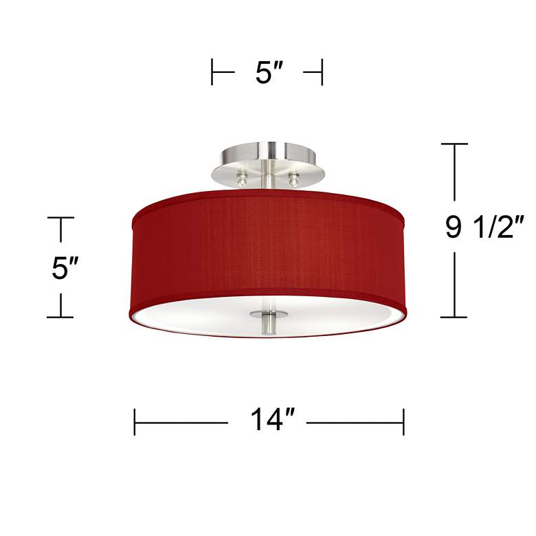Image 5 Possini Euro 14 inch Wide Red Textured Faux Silk Modern Ceiling Light more views