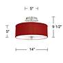 Possini Euro 14" Wide Red Textured Faux Silk Modern Ceiling Light