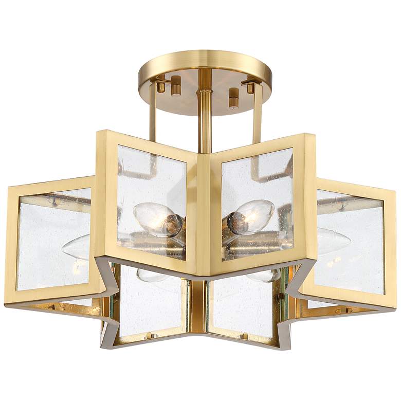 Image 2 Possini Euro 16" Warm Antique Brass 6-Light Ceiling Light