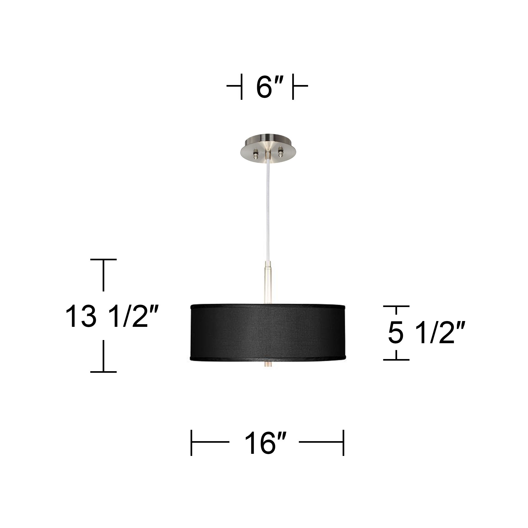 Image 4 Possini Euro 16" Wide Black Faux Silk Modern Drum Pendant Light more views