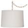 Possini Euro 16" Wide Brass and Linen Drum Plug-In Swag Chandelier