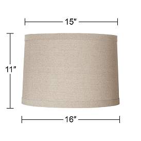 Image4 of Possini Euro 16" Wide Brass and Linen Drum Plug-In Swag Chandelier more views