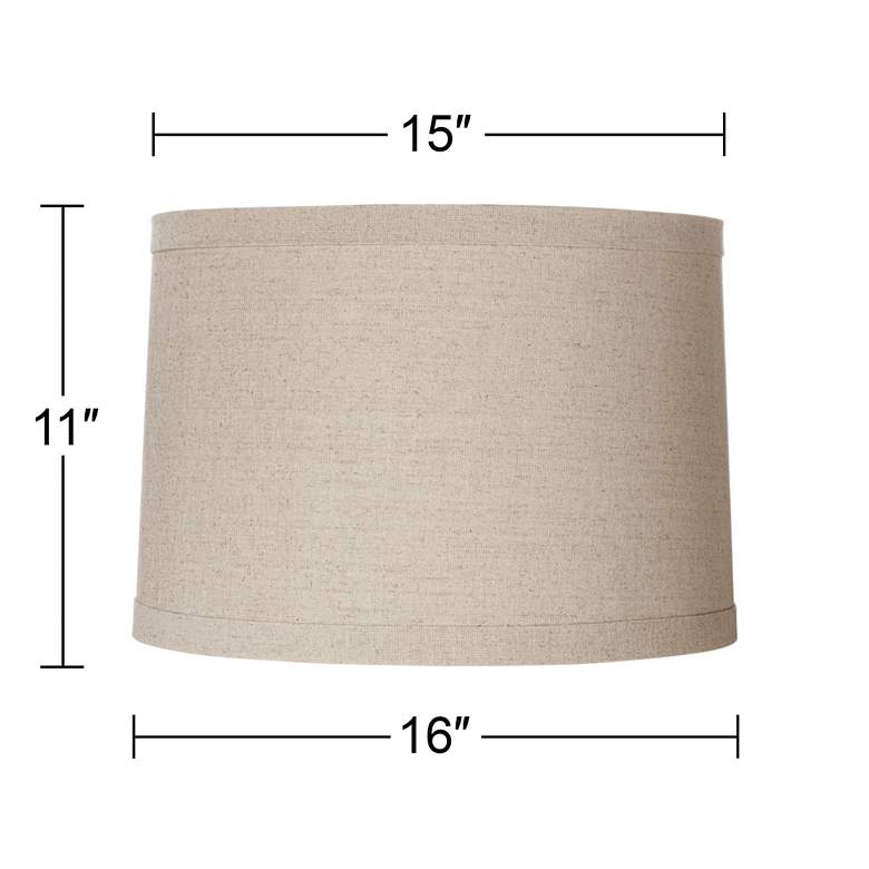 Image 4 Possini Euro 16" Wide Brass and Linen Drum Plug-In Swag Chandelier more views