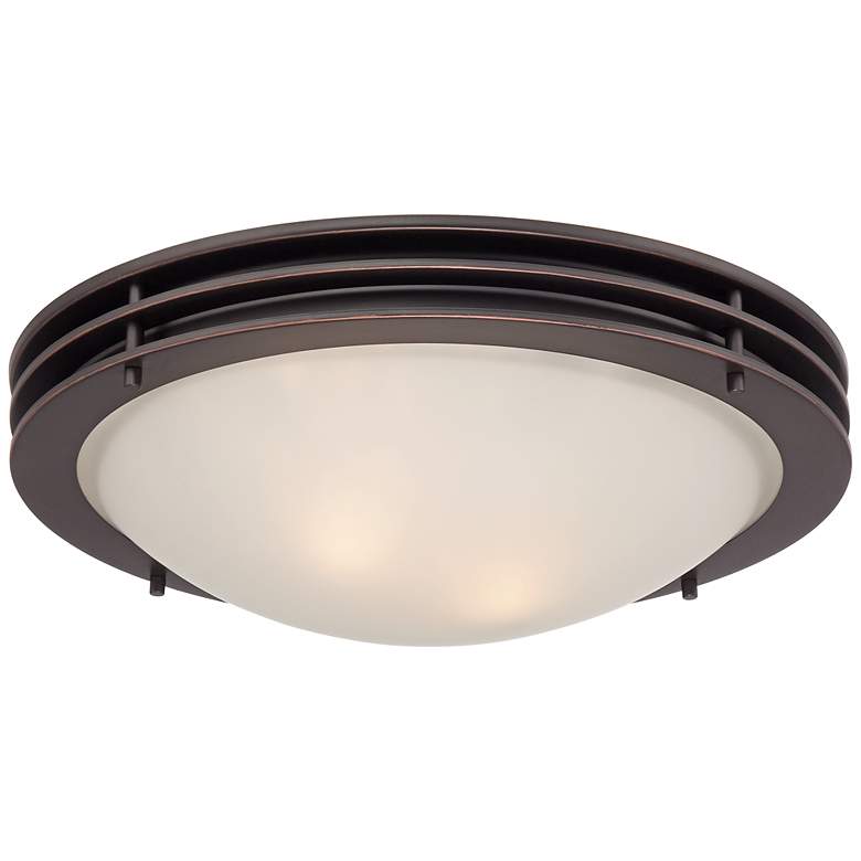Image 3 Possini Euro 16 inch Wide Bronze and Glass Bowl Ceiling Light