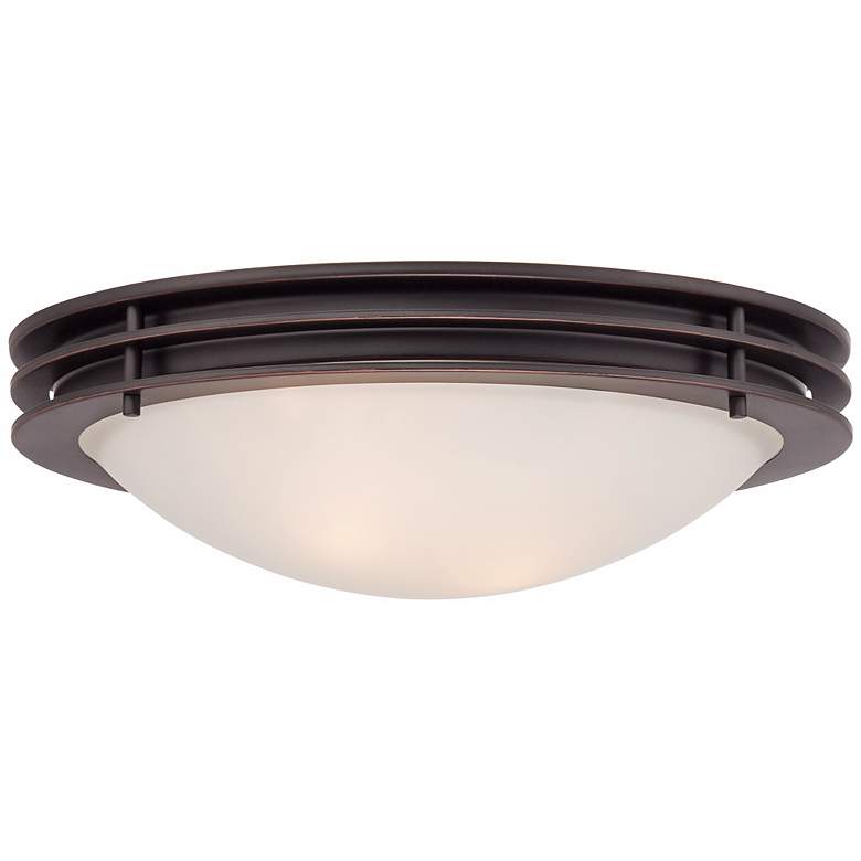 Image 4 Possini Euro 16 inch Wide Bronze and Glass Bowl Ceiling Light more views
