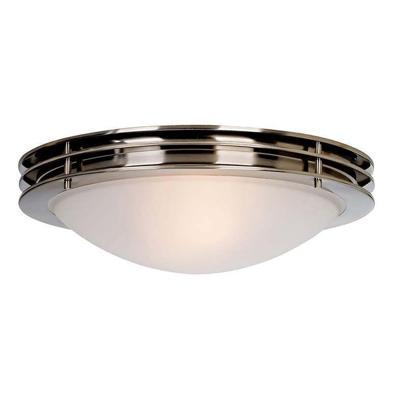 Image 2 Possini Euro 16 inch Wide Brushed Nickel White Glass Bowl Ceiling Light