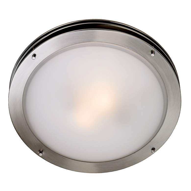 Image 3 Possini Euro 16" Wide Brushed Nickel White Glass Bowl Ceiling Light more views