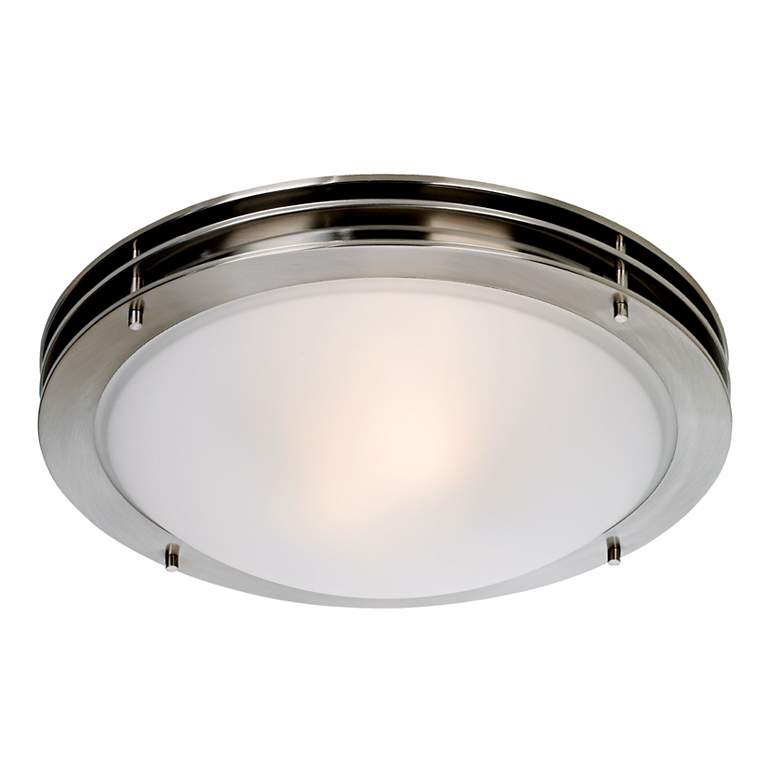 Image 4 Possini Euro 16" Wide Brushed Nickel White Glass Bowl Ceiling Light more views