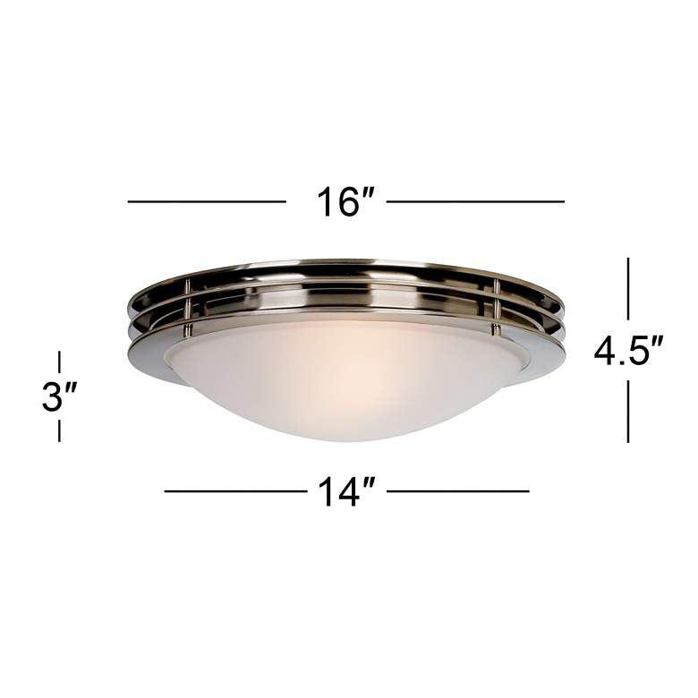 Image 6 Possini Euro 16" Wide Brushed Nickel White Glass Bowl Ceiling Light more views