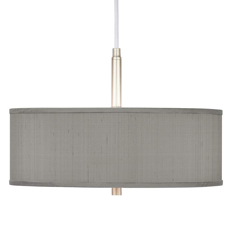 Image 1 Possini Euro 16 inch Wide Gray Textured Drum Modern Pendant Chandelier