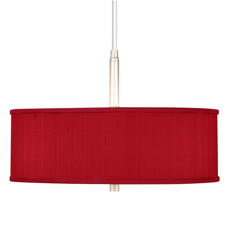 Image 1 Possini Euro 16" Wide Modern Red Textured Shade Pendant Chandelier