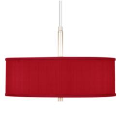 Possini Euro 16&quot; Wide Modern Red Textured Shade Pendant Chandelier