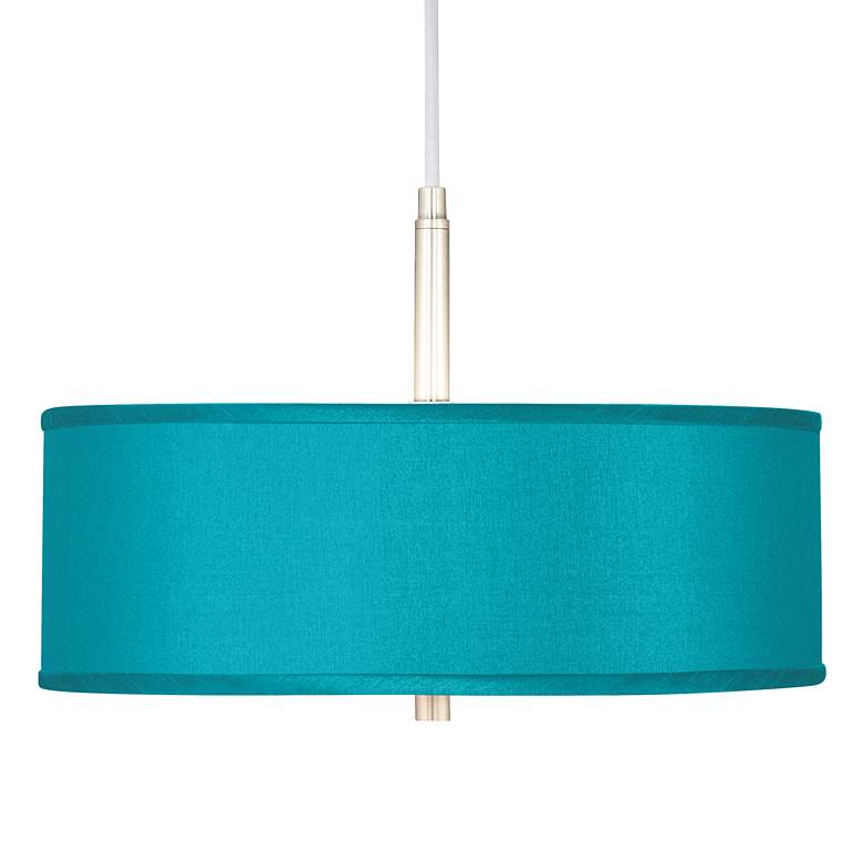 Image 1 Possini Euro 16 inch Wide Modern Teal Blue Drum Pendant Chandelier