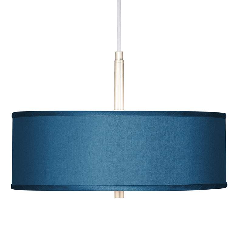 Image 1 Possini Euro 16" Wide Nickel and Textured Blue Pendant Light