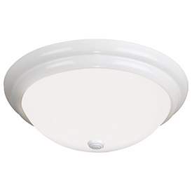 Image1 of Possini Euro 16" Wide White Etched Opal Glass Button Ceiling Light