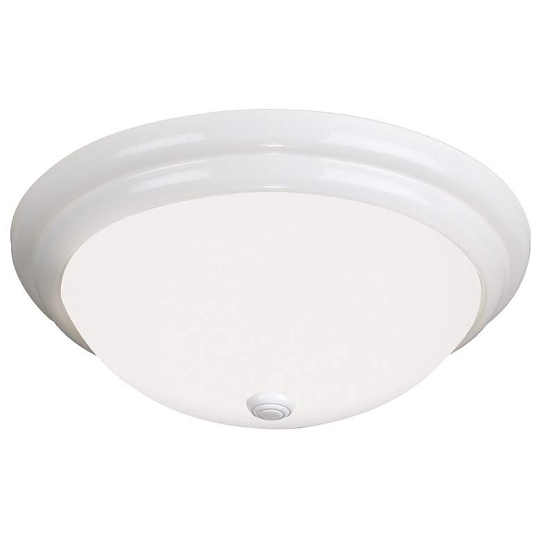 Image 1 Possini Euro 16" Wide White Etched Opal Glass Button Ceiling Light