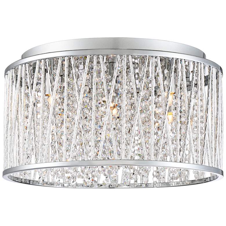 Image 2 Possini Euro 16 inch Wide Woven Laser Cut Modern Chrome Ceiling Light