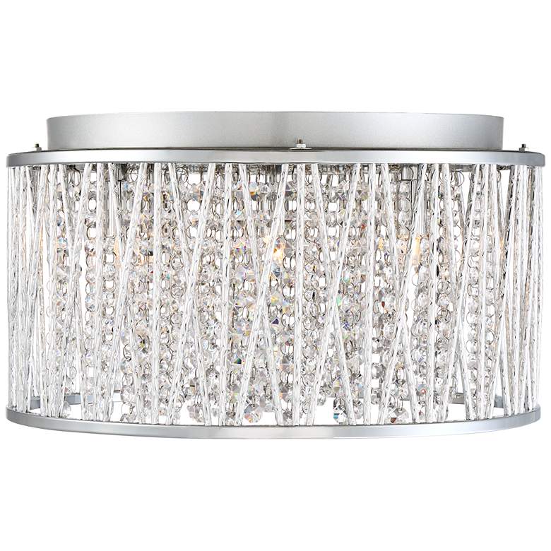 Image 3 Possini Euro 16 inch Wide Woven Laser Cut Modern Chrome Ceiling Light more views