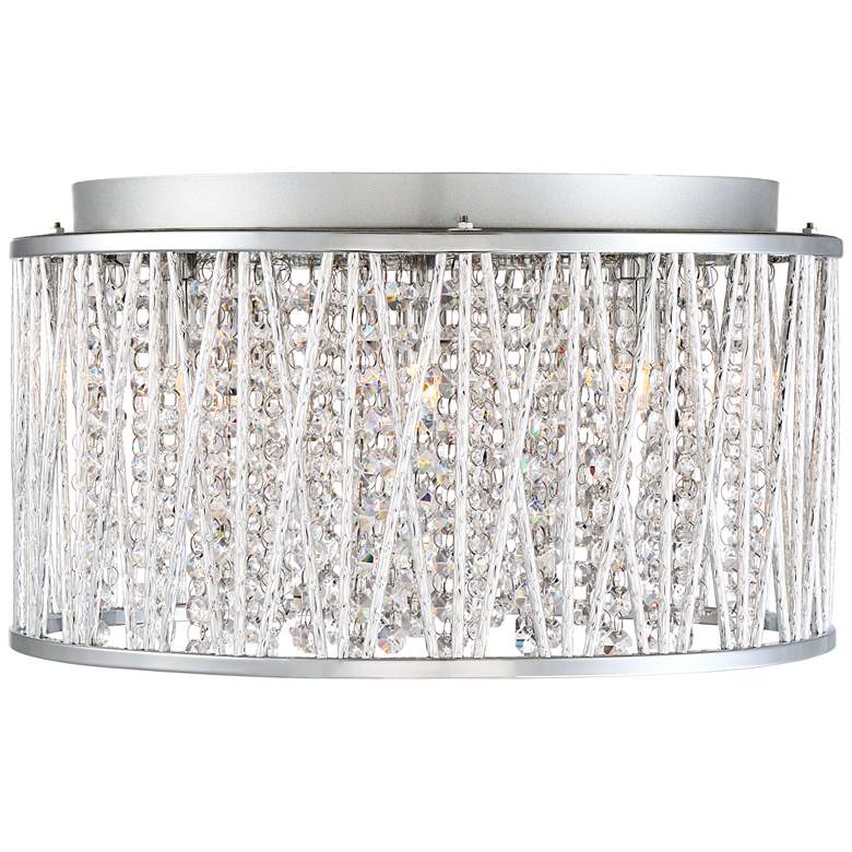 Image 3 Possini Euro 16" Wide Woven Laser Cut Modern Chrome Ceiling Light more views