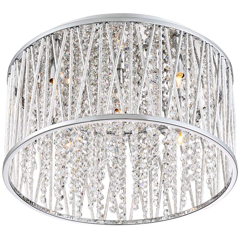 Image 4 Possini Euro 16 inch Wide Woven Laser Cut Modern Chrome Ceiling Light more views