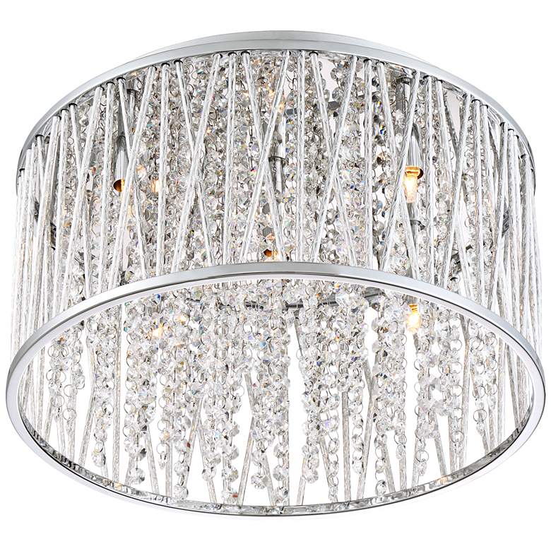 Image 4 Possini Euro 16" Wide Woven Laser Cut Modern Chrome Ceiling Light more views