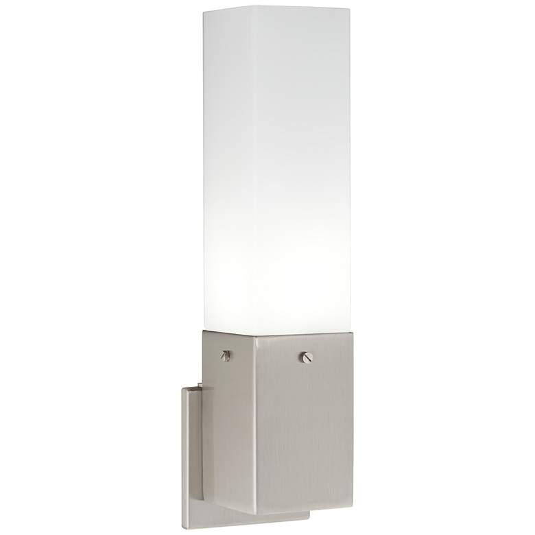 Image 1 Possini Euro 17" High White Glass Brushed Nickel Modern Wall Sconce