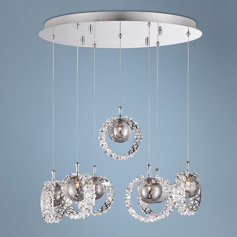 Image 1 Possini Euro 18" Wide Chrome Crystal Bangles Chandelier
