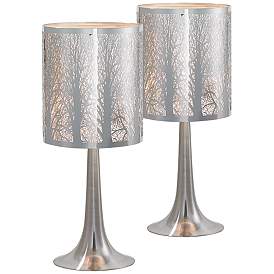 Image2 of Possini Euro 19" High Laser-Cut Chrome Table Lamps Set of 2