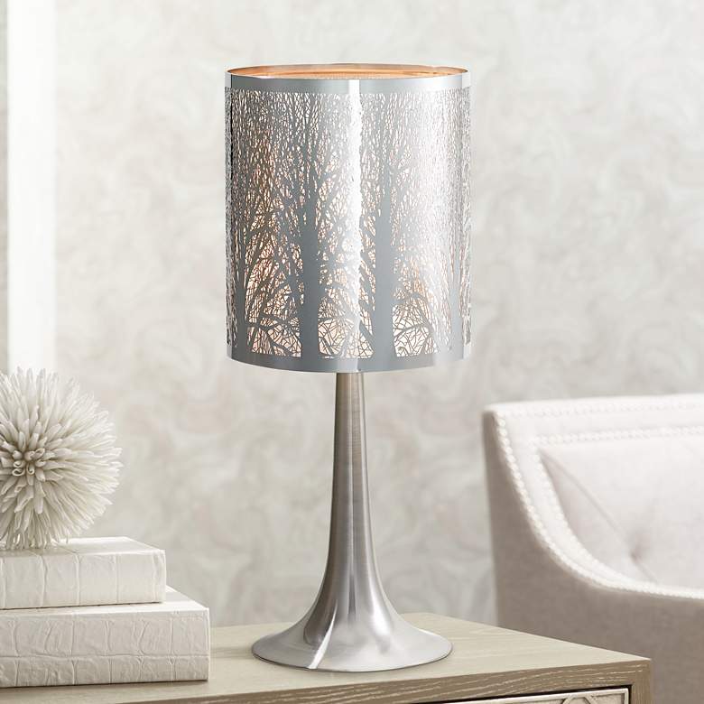 Image 5 Possini Euro 19 inch High Laser-Cut Chrome Table Lamps Set of 2 more views