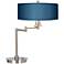 Possini Euro 20 1/2" Blue Faux Silk Modern LED Swing Arm Desk Lamp