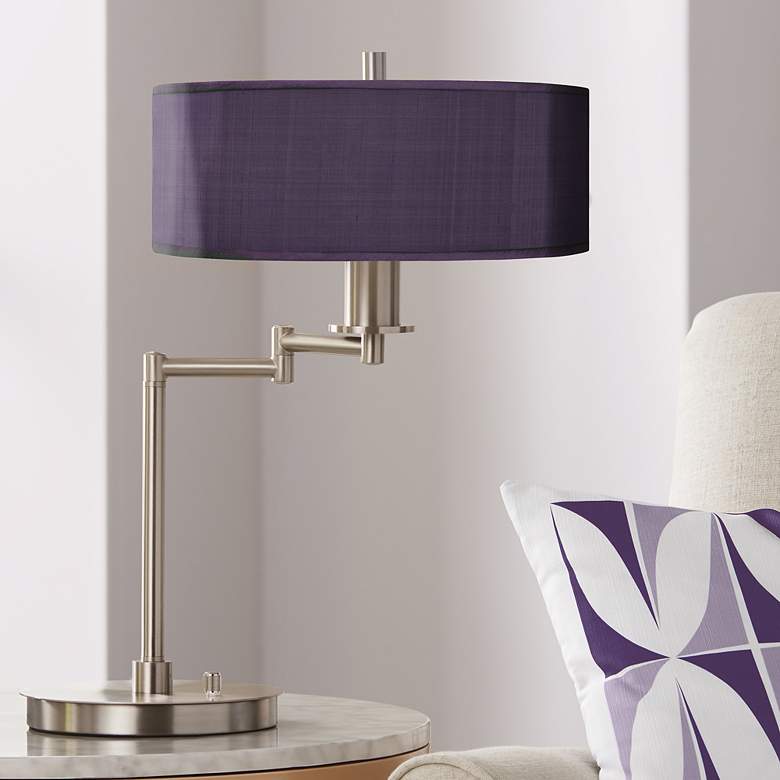 Image 1 Possini Euro 20 1/2" Eggplant Purple Modern LED Swing Arm Desk Lamp