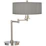 Possini Euro 20 1/2" Gray Faux Silk Modern LED Swing Arm Desk Lamp