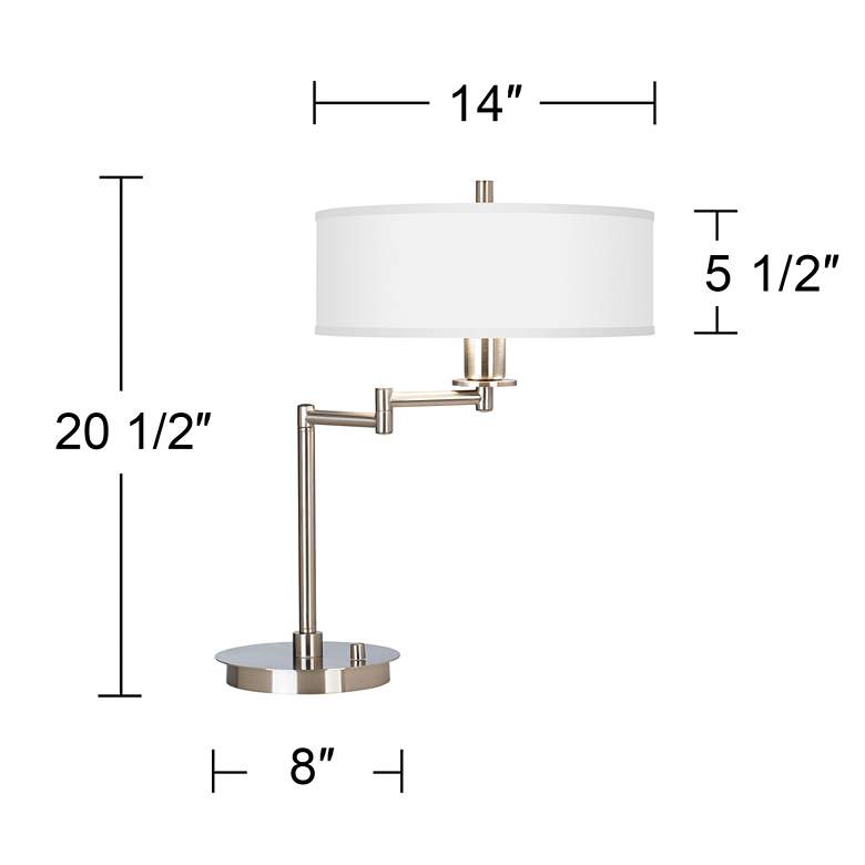 Image 5 Possini Euro 20 1/2 inch Gray Faux Silk Modern LED Swing Arm Desk Lamp more views