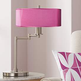 Image1 of Possini Euro 20 1/2" Pink Orchid Faux Silk Swing Arm LED Desk Lamp