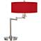 Possini Euro 20 1/2" Red Textured Faux Silk Swing Arm LED Desk Lamp