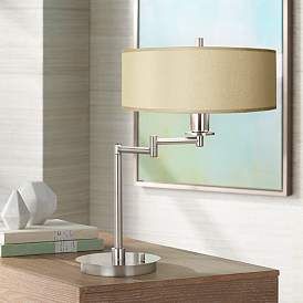 Image1 of Possini Euro 20 1/2" Sesame Shade Modern LED Swing Arm Desk Lamp