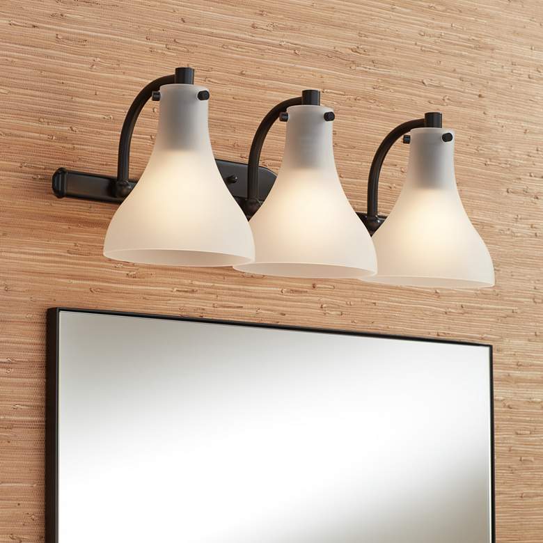 Image 1 Possini Euro 20 1/2" Wide Black and Frosted Glass 3-Light Bath Light