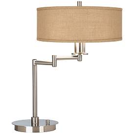 Image2 of Possini Euro 20 1/2" Woven Burlap Modern LED Swing Arm Desk Lamp