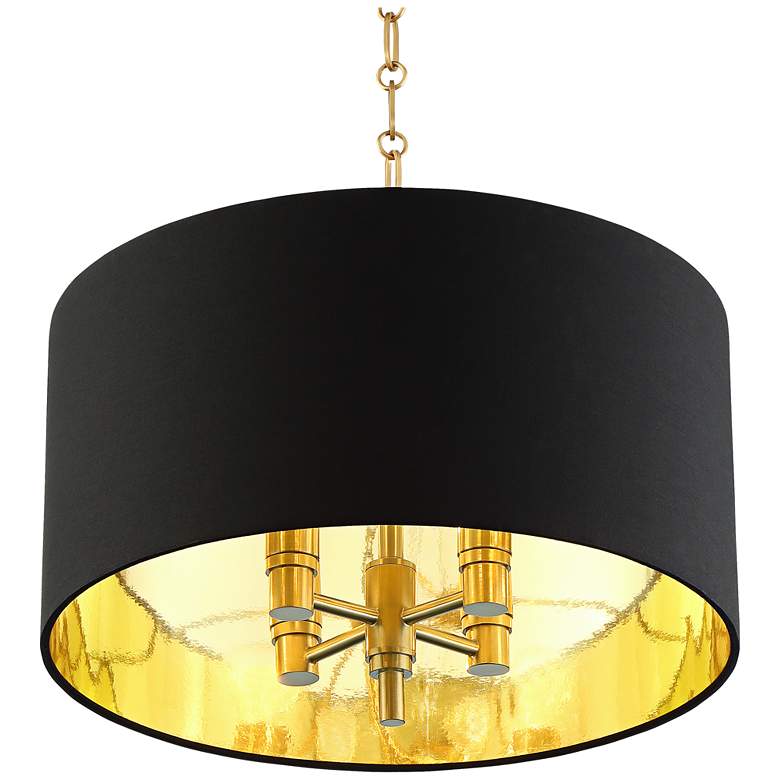 Image 3 Possini Euro 20" Wide Black Shade Warm Gold Drum Pendant Light more views